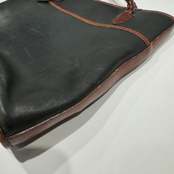 BRIGHTON Black & Brown Genuine Leather Bucket Tote - VINTAGE - Picture 7 of 12